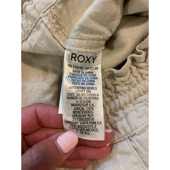 Roxy Khaki Oceanside Flare Drawstring Beach Pants - Picture 6 of 8
